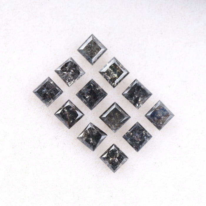 3.25 MM Princess Cut Salt And Pepper Melee Diamond