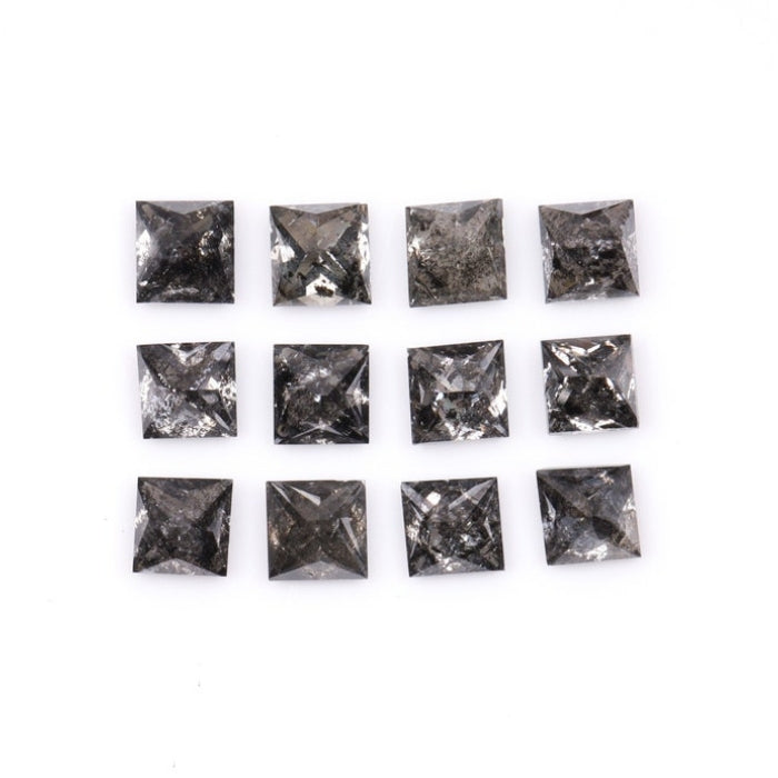 3.25 MM Princess Cut Salt And Pepper Melee Diamond