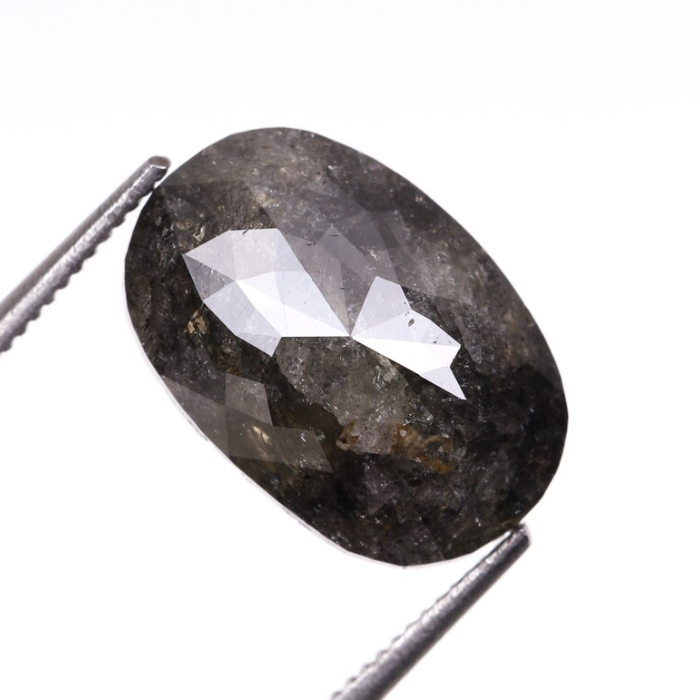 3.47 CT Salt And Pepper Oval Cut Natural Loose Diamond