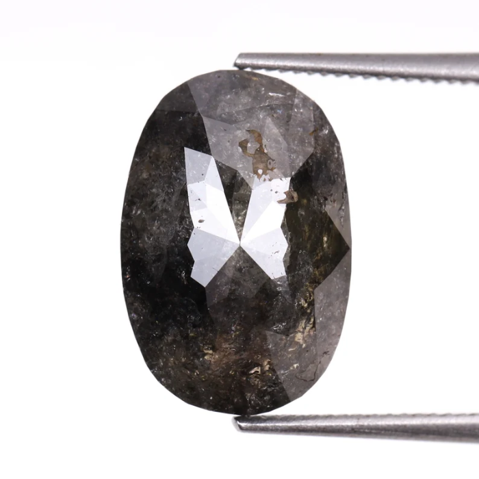3.47 CT Salt And Pepper Oval Cut Natural Loose Diamond