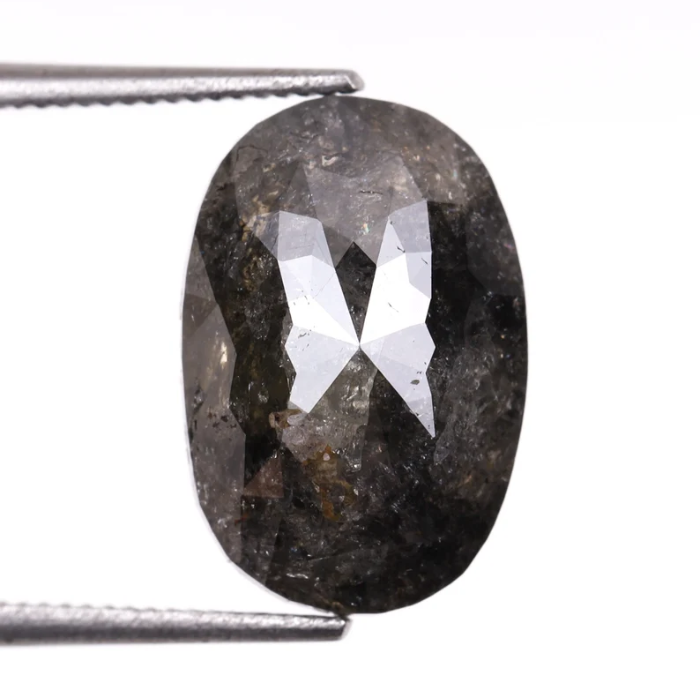 3.47 CT Salt And Pepper Oval Cut Natural Loose Diamond