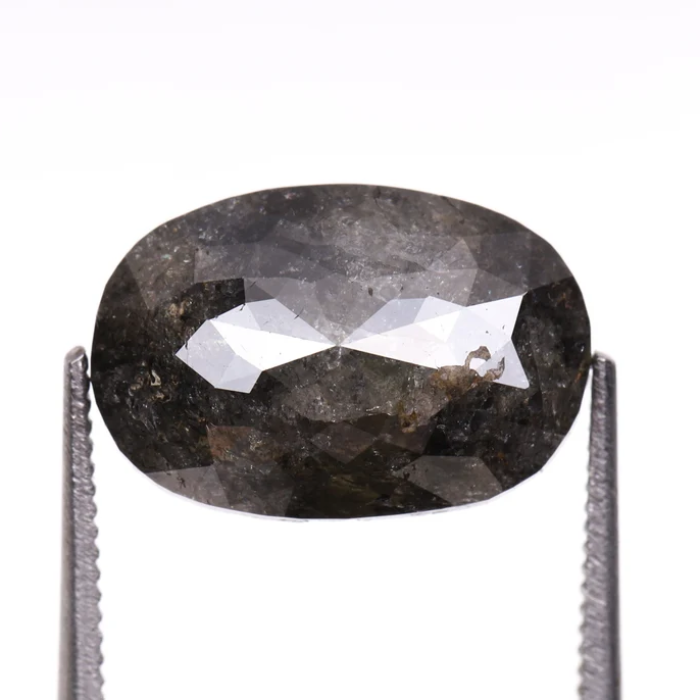 3.47 CT Salt And Pepper Oval Cut Natural Loose Diamond