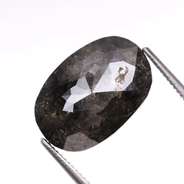 3.47 CT Salt And Pepper Oval Cut Natural Loose Diamond