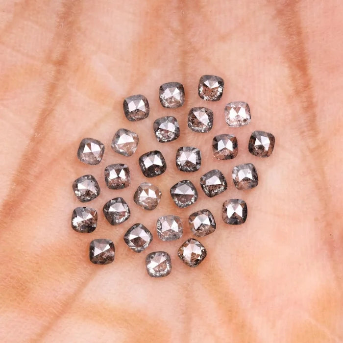 3.50 MM Cushion Cut Salt And Pepper Melee Diamond