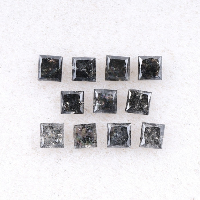 3.50 MM Princess Cut Salt And Pepper Melee Diamond