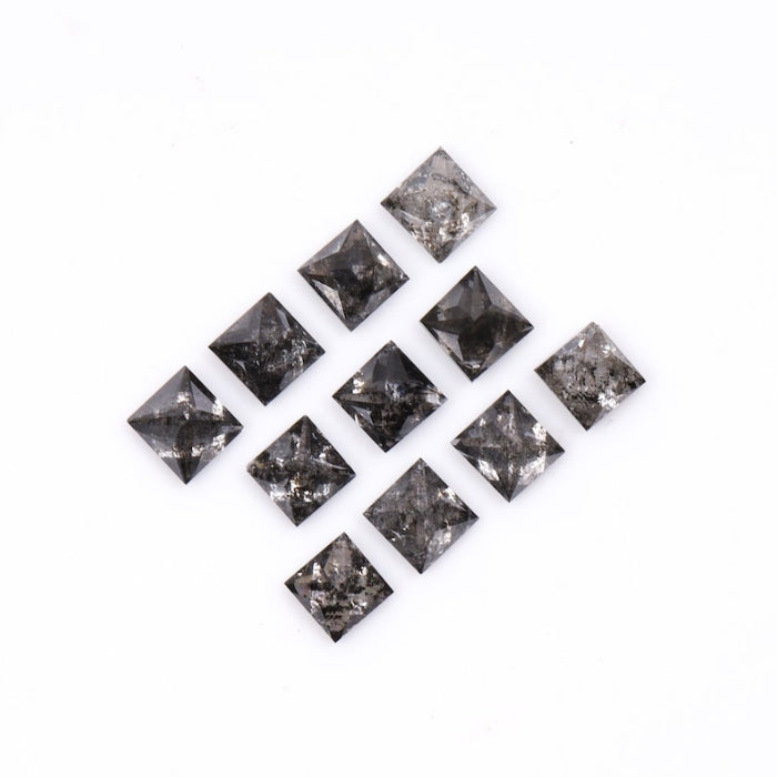 3.50 MM Princess Cut Salt And Pepper Melee Diamond