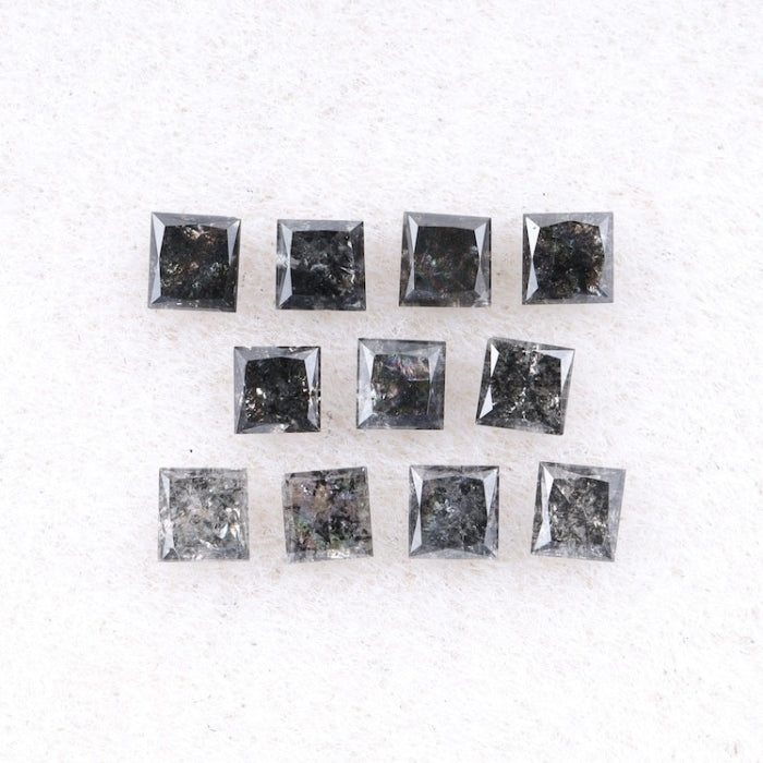 3.50 MM Princess Cut Salt And Pepper Melee Diamond