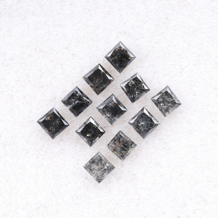 3.50 MM Princess Cut Salt And Pepper Melee Diamond