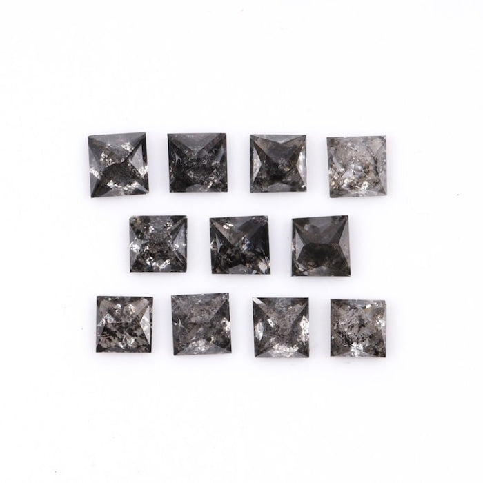 3.50 MM Princess Cut Salt And Pepper Melee Diamond