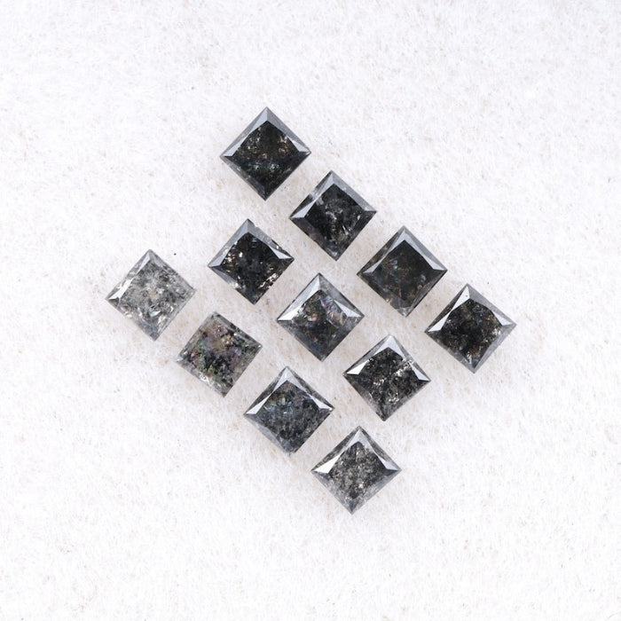 3.50 MM Princess Cut Salt And Pepper Melee Diamond