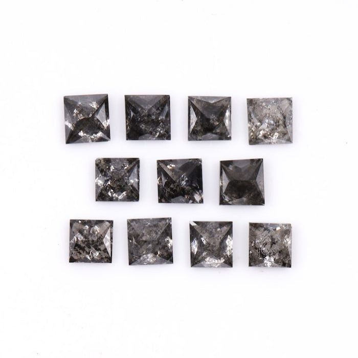 3.50 MM Princess Cut Salt And Pepper Melee Diamond
