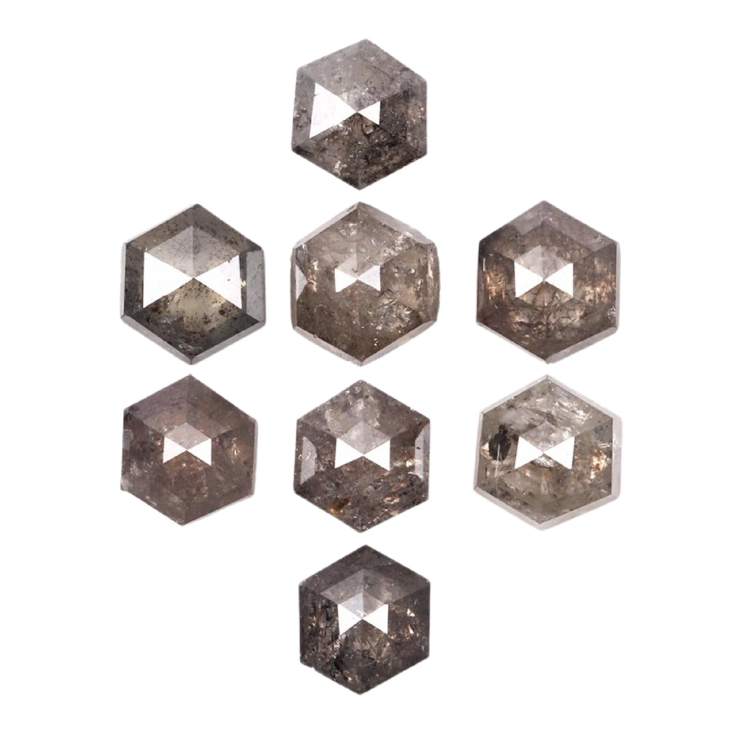 3.5 MM Salt and Pepper Hexagon Melee Diamonds