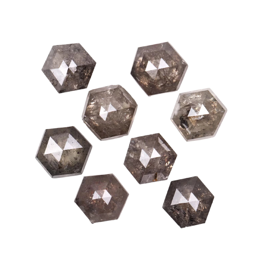 3.5 MM Salt and Pepper Hexagon Melee Diamonds