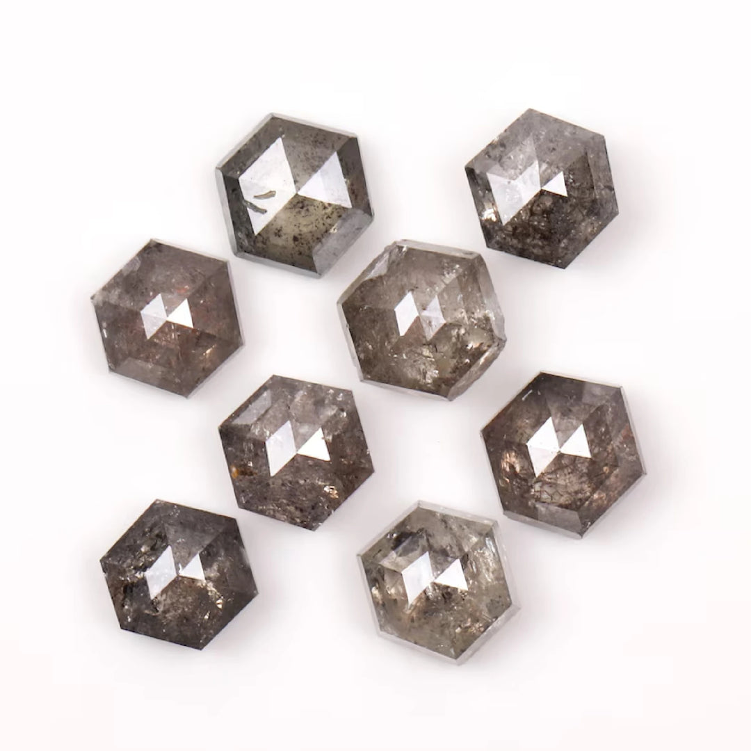 3.5 MM Salt and Pepper Hexagon Melee Diamonds