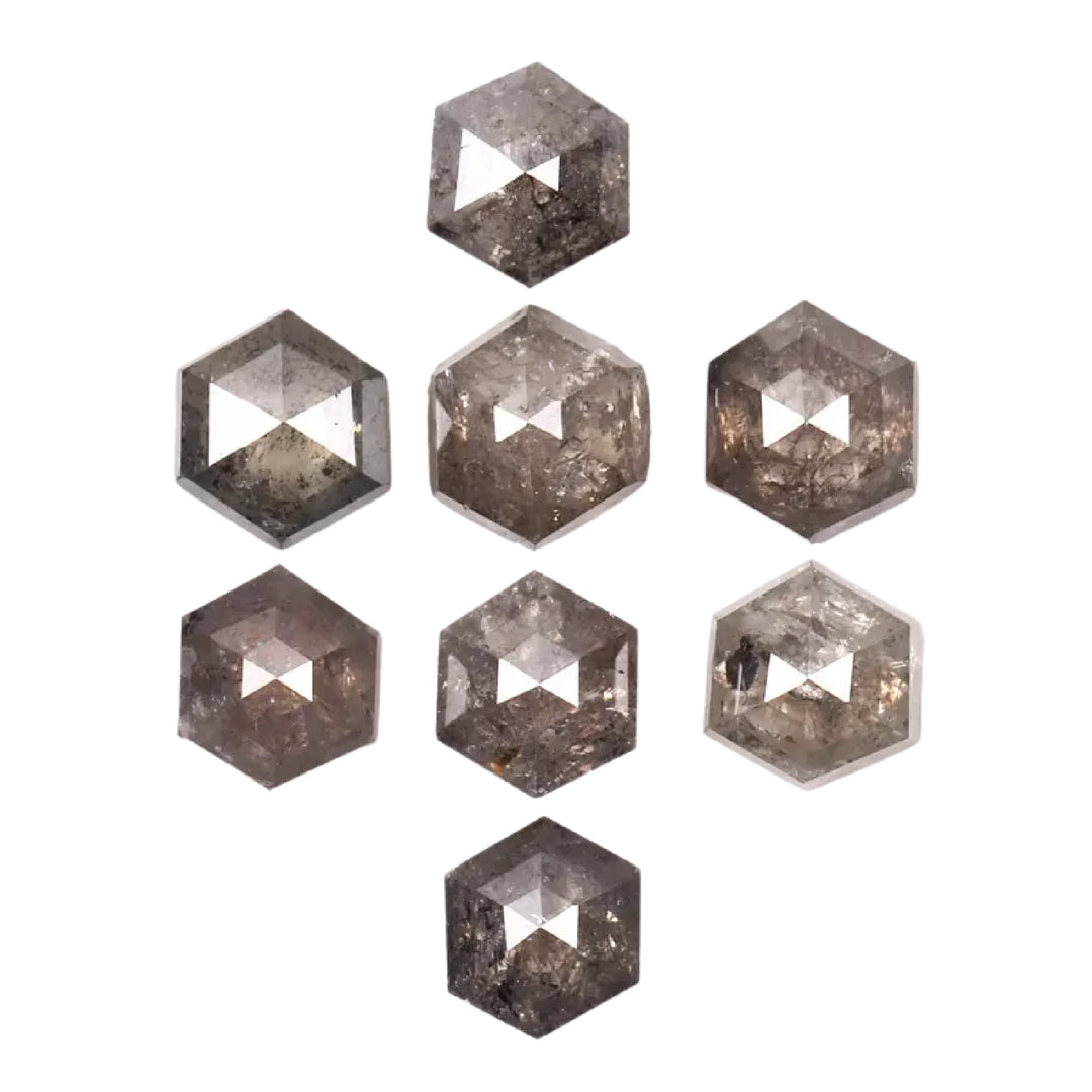3.5 MM Salt and Pepper Hexagon Melee Diamonds
