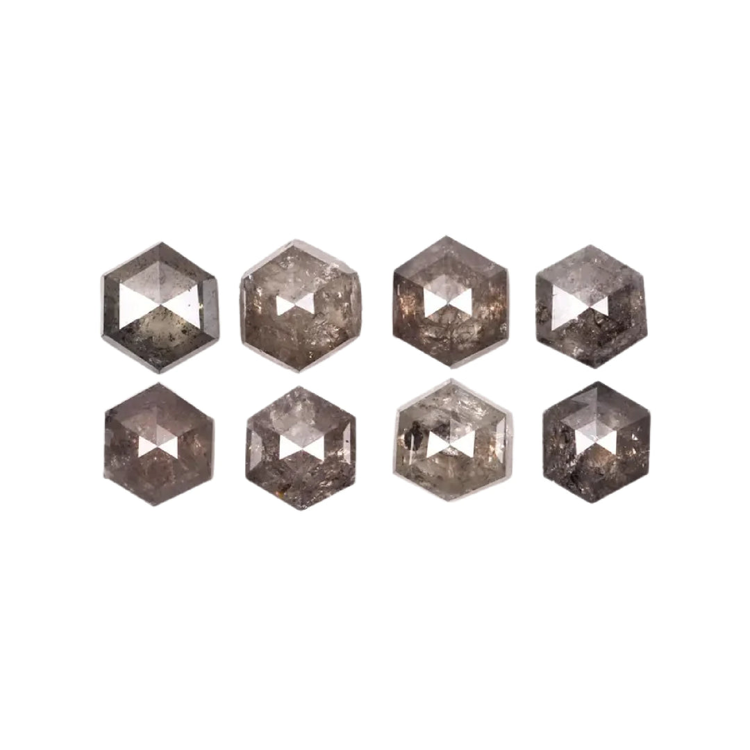 3.5 MM Salt and Pepper Hexagon Melee Diamonds