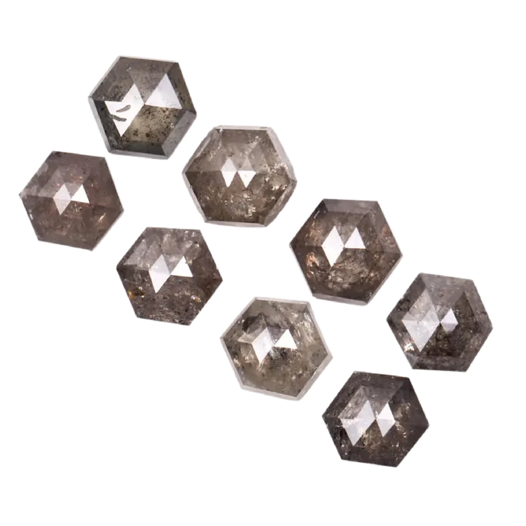 3.5 MM Salt and Pepper Hexagon Melee Diamonds