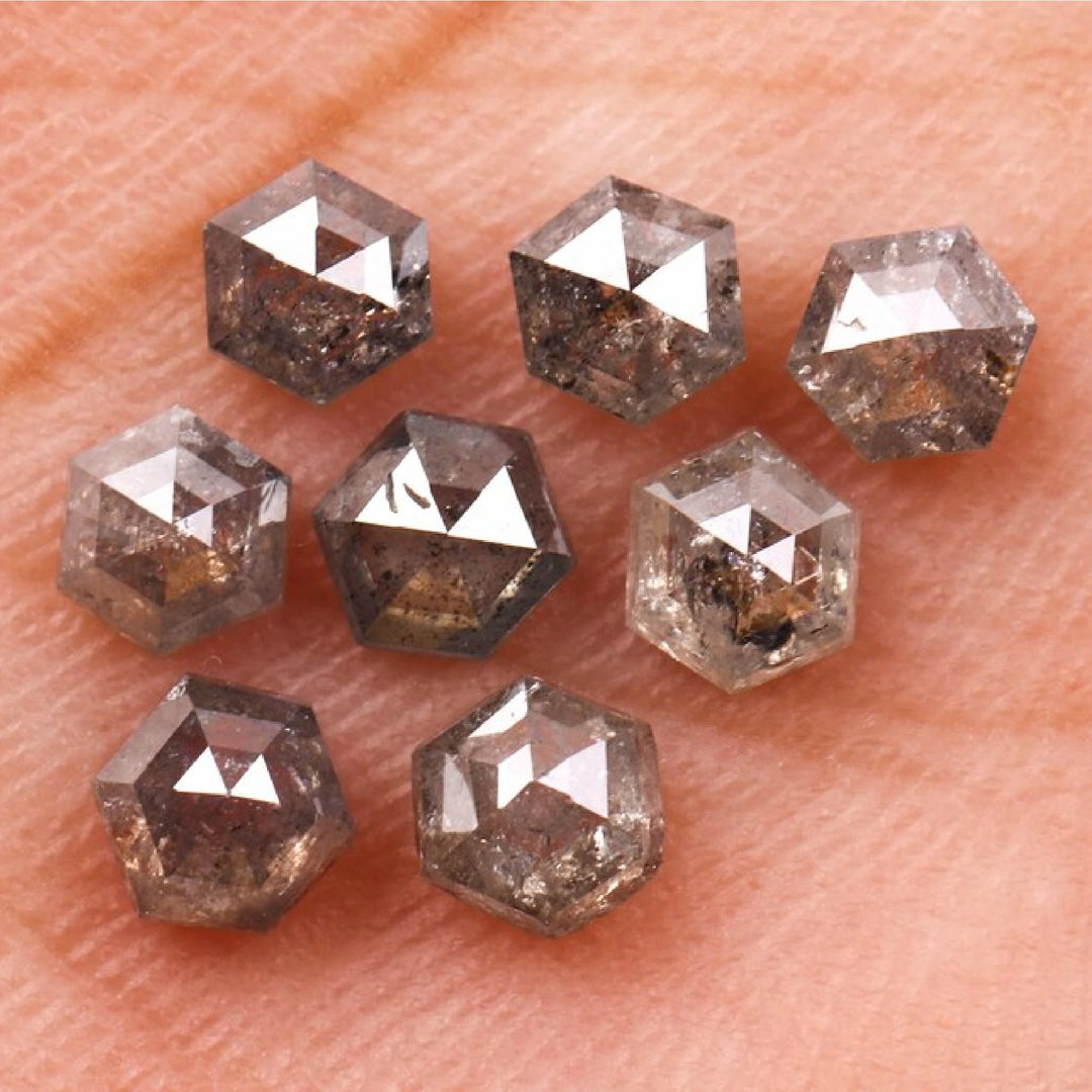 3.5 MM Salt and Pepper Hexagon Melee Diamonds