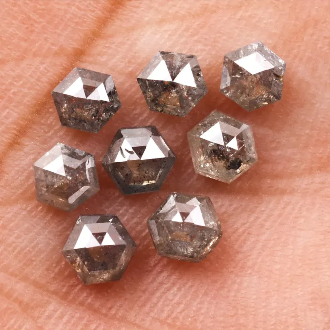 3.5 MM Salt and Pepper Hexagon Melee Diamonds