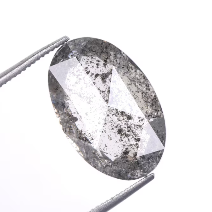 3.62 CT Oval Cut Loose Natural Salt And Pepper Diamond