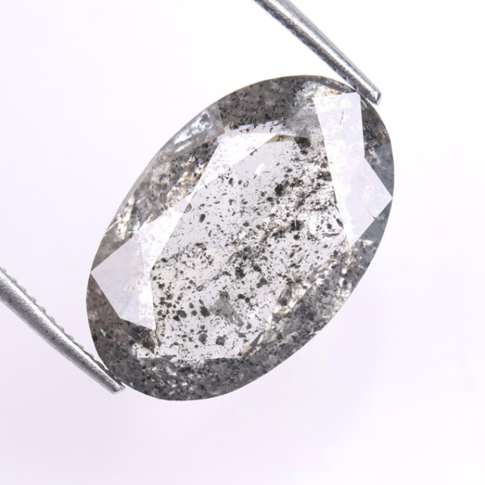 3.62 CT Oval Cut Loose Natural Salt And Pepper Diamond