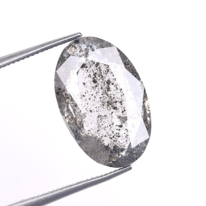 3.62 CT Oval Cut Loose Natural Salt And Pepper Diamond