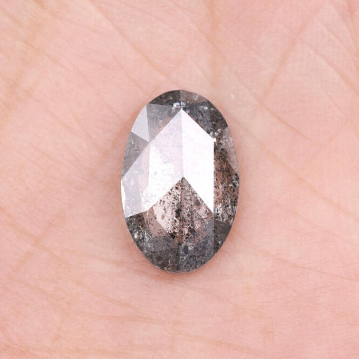 3.62 CT Oval Cut Loose Natural Salt And Pepper Diamond