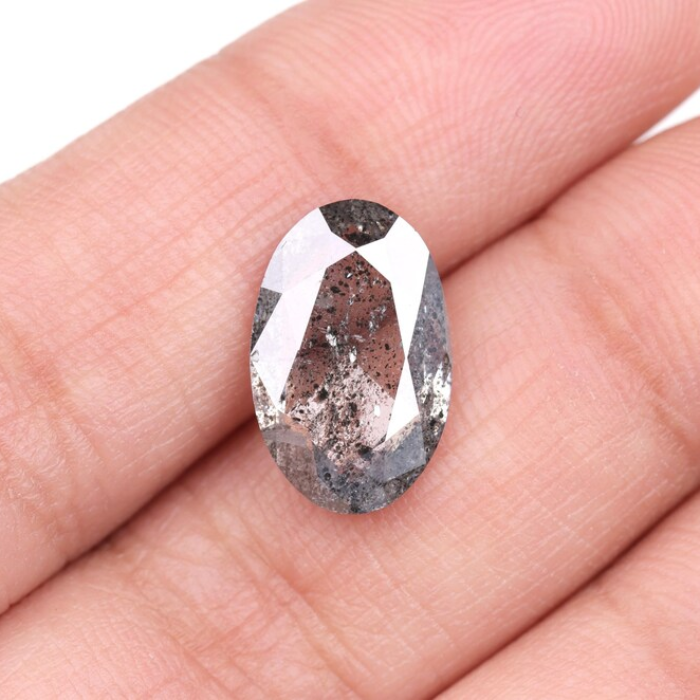 3.62 CT Oval Cut Loose Natural Salt And Pepper Diamond