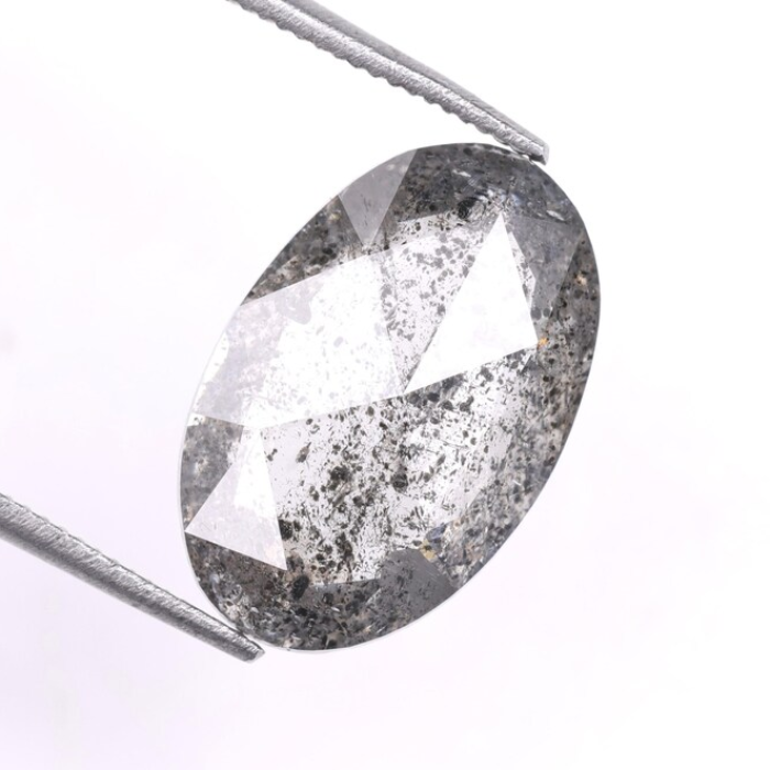3.62 CT Oval Cut Loose Natural Salt And Pepper Diamond
