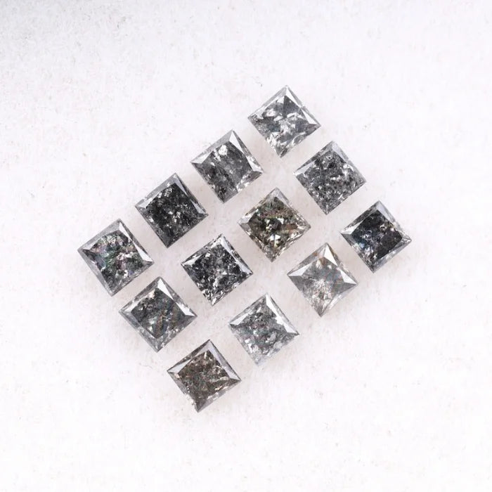 3.75 MM Princess Cut Salt And Pepper Melee Diamond