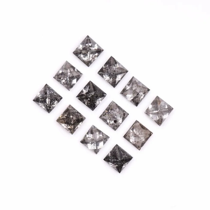 3.75 MM Princess Cut Salt And Pepper Melee Diamond