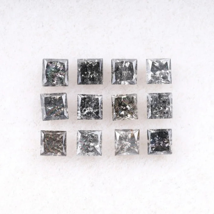3.75 MM Princess Cut Salt And Pepper Melee Diamond
