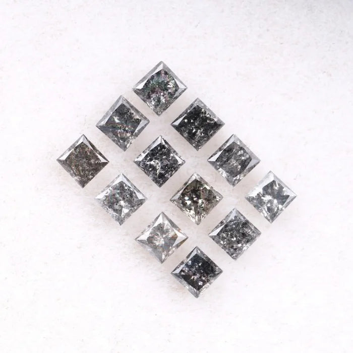 3.75 MM Princess Cut Salt And Pepper Melee Diamond