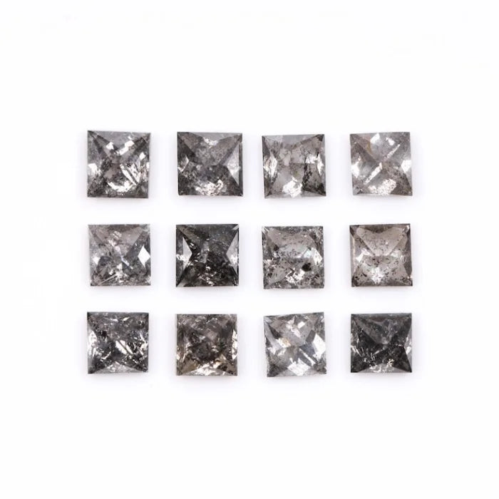 3.75 MM Princess Cut Salt And Pepper Melee Diamond
