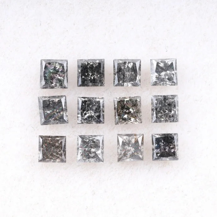 3.75 MM Princess Cut Salt And Pepper Melee Diamond