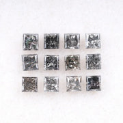 3.75 MM Princess Cut Salt And Pepper Melee Diamond | Minimal Carbon