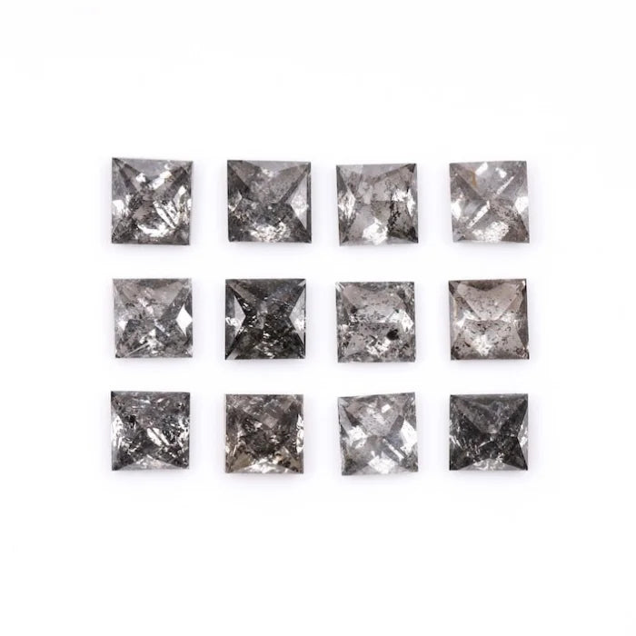 3.75 MM Princess Cut Salt And Pepper Melee Diamond