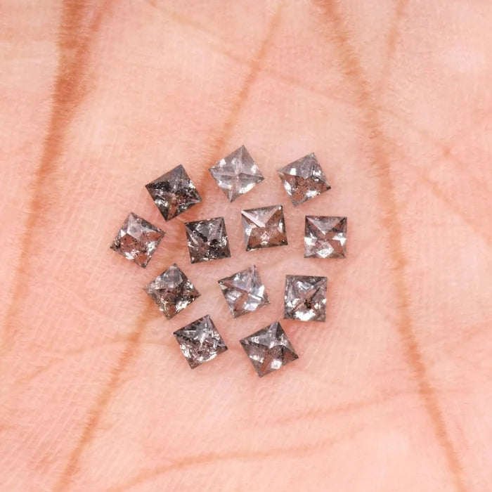 3.75 MM Princess Cut Salt And Pepper Melee Diamond