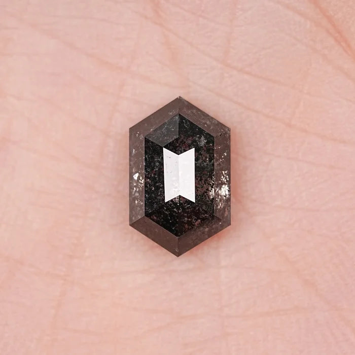 3.83 CT, Salt & Pepper Hexagon Cut Loose Diamond