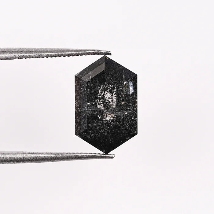 3.83 CT, Salt & Pepper Hexagon Cut Loose Diamond