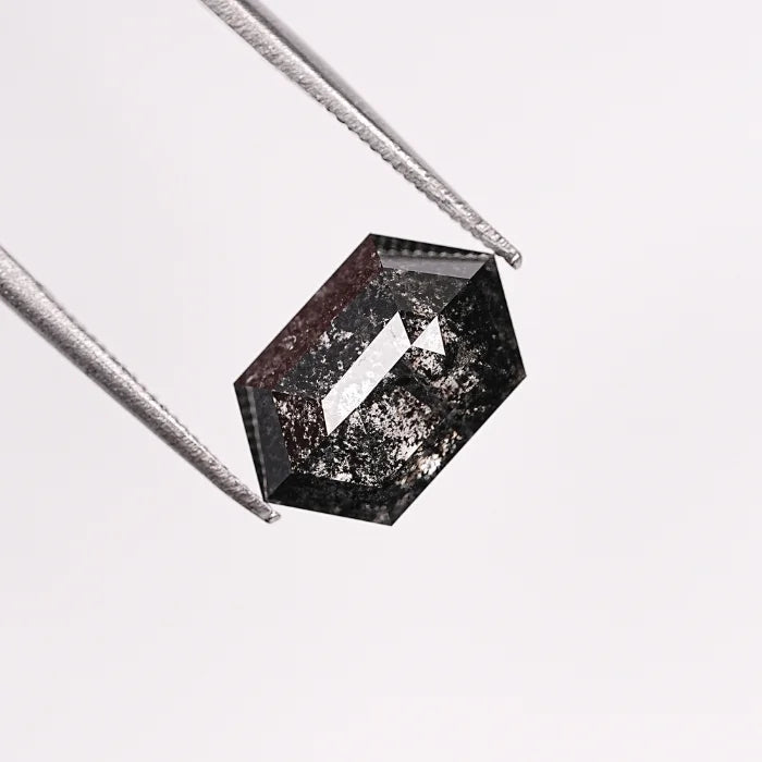 3.83 CT, Salt & Pepper Hexagon Cut Loose Diamond