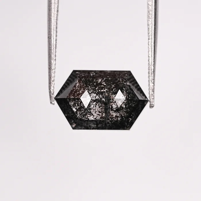 3.83 CT, Salt & Pepper Hexagon Cut Loose Diamond