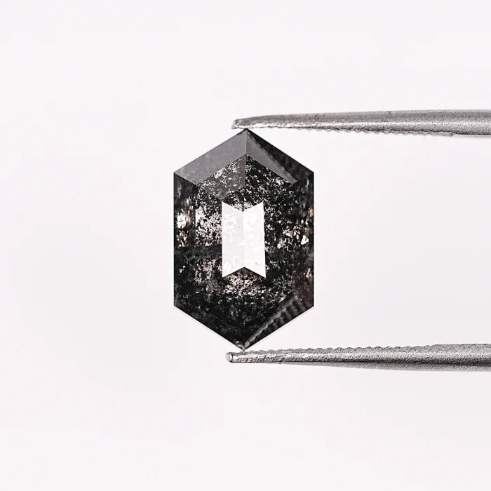 3.83 CT, Salt & Pepper Hexagon Cut Loose Diamond