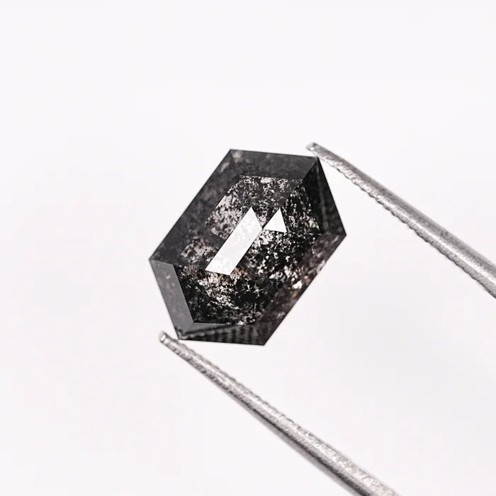 3.83 CT, Salt & Pepper Hexagon Cut Loose Diamond