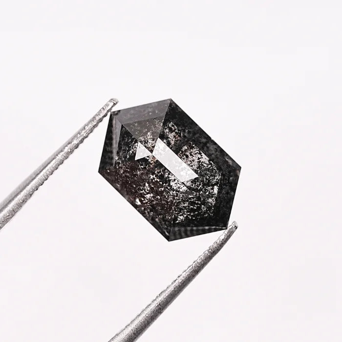 3.83 CT, Salt & Pepper Hexagon Cut Loose Diamond