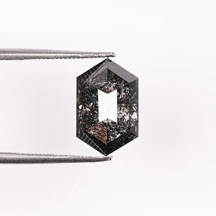 3.83 CT, Salt & Pepper Hexagon Cut Loose Diamond