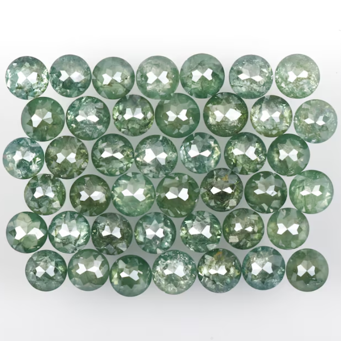 3.93 CT, 2.5 To 2.7 MM | Natural Green Diamond | Round Rose Cut Diamond | Natural Loose Diamond - Minimal Carbon