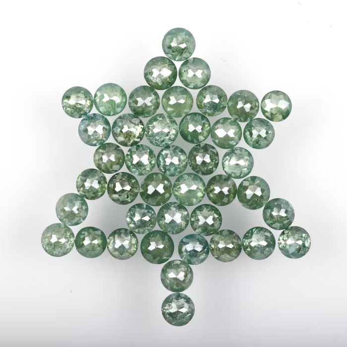 3.93 CT, 2.5 To 2.7 MM | Natural Green Diamond | Round Rose Cut Diamond | Natural Loose Diamond - Minimal Carbon