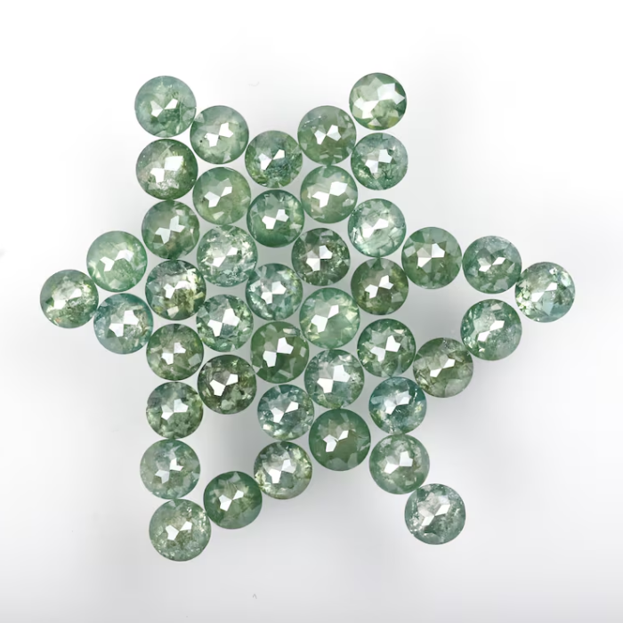 3.93 CT, 2.5 To 2.7 MM | Natural Green Diamond | Round Rose Cut Diamond | Natural Loose Diamond - Minimal Carbon