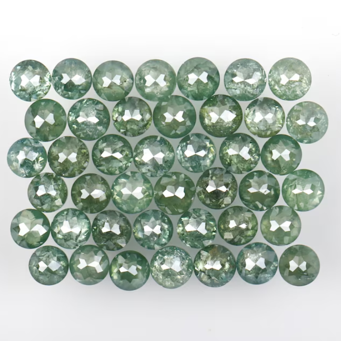 3.93 CT, 2.5 To 2.7 MM | Natural Green Diamond | Round Rose Cut Diamond | Natural Loose Diamond - Minimal Carbon